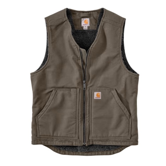 Carhartt Washed Duck Sherpa-Lined Vest for Men - Picture 1 of 8